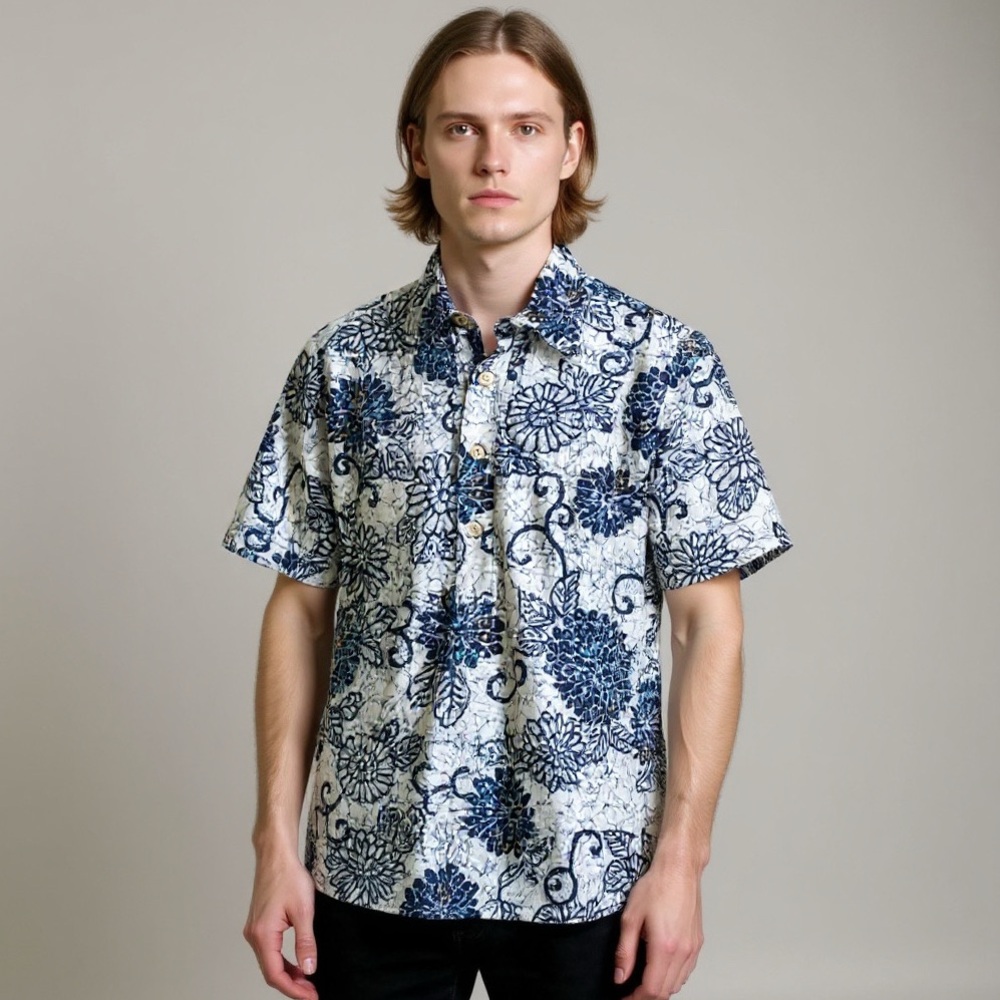 Vintage Surf Line Hawaii Blue Floral Original Jams Shirt Hawaiian Surfer Beach